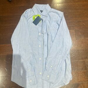 blue button up shirt